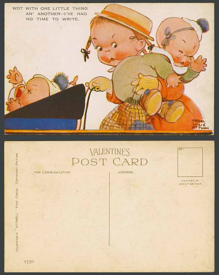 MABEL LUCIE ATTWELL Old Postcard Twins Twin Babies I Had No Time to Write N.1550