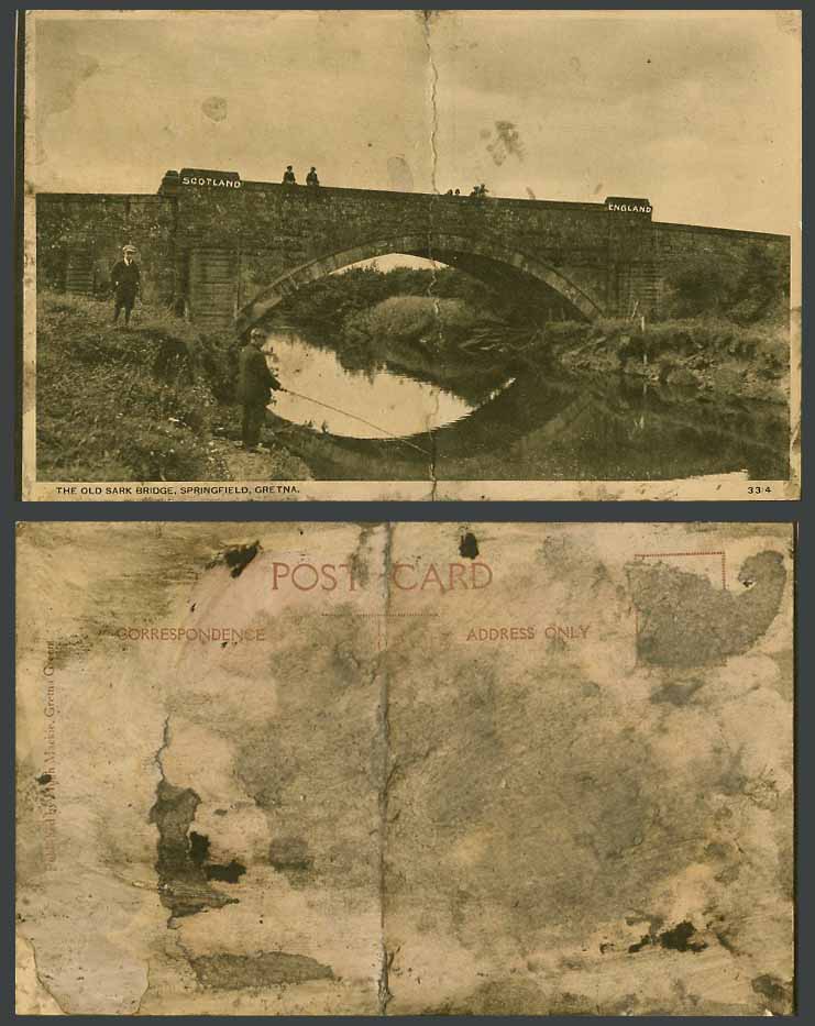 Scotland Gretna Springfield Old Sark Bridge, Fishing Angling Angler Old Postcard