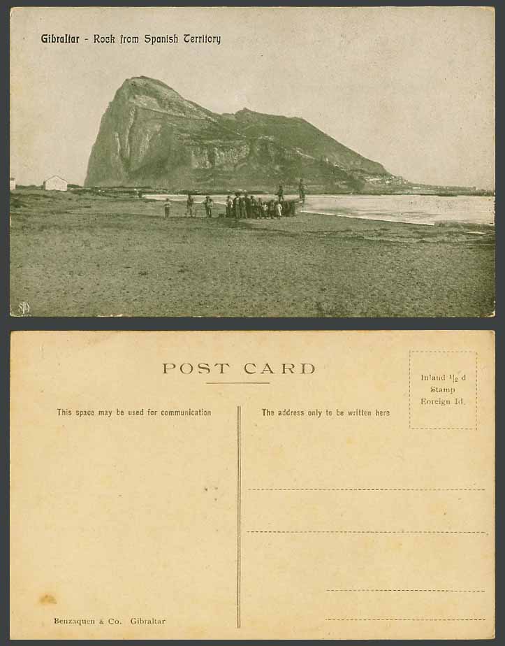 Gibraltar Old Postcard Rock from Spanish Territory Beach Seaside Panorama Benzaq
