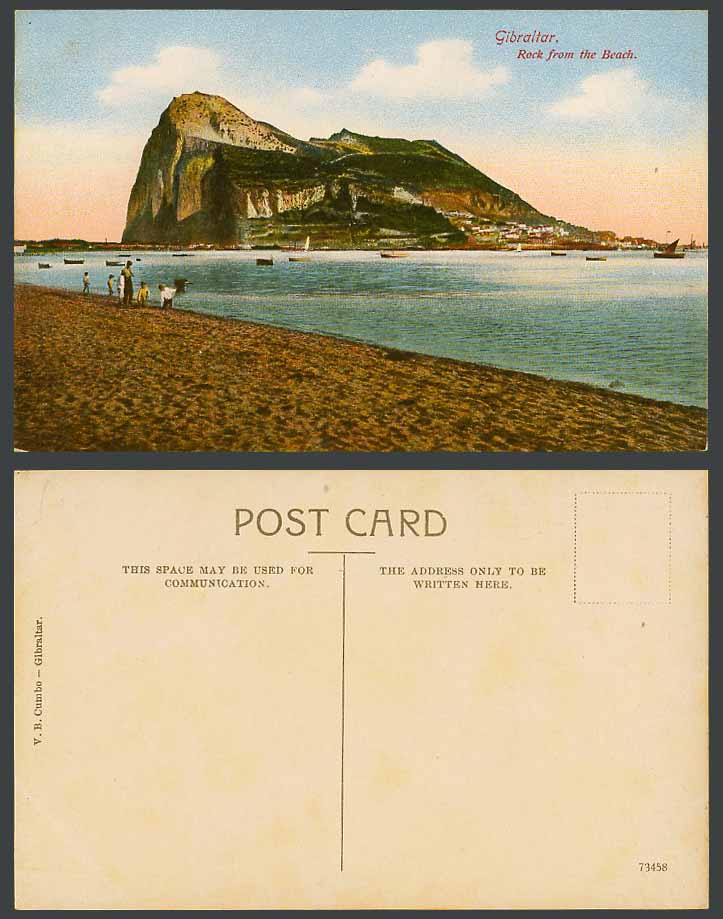Gibraltar Old Colour Postcard Rock from The Beach Boats Harbour Seaside Panorama