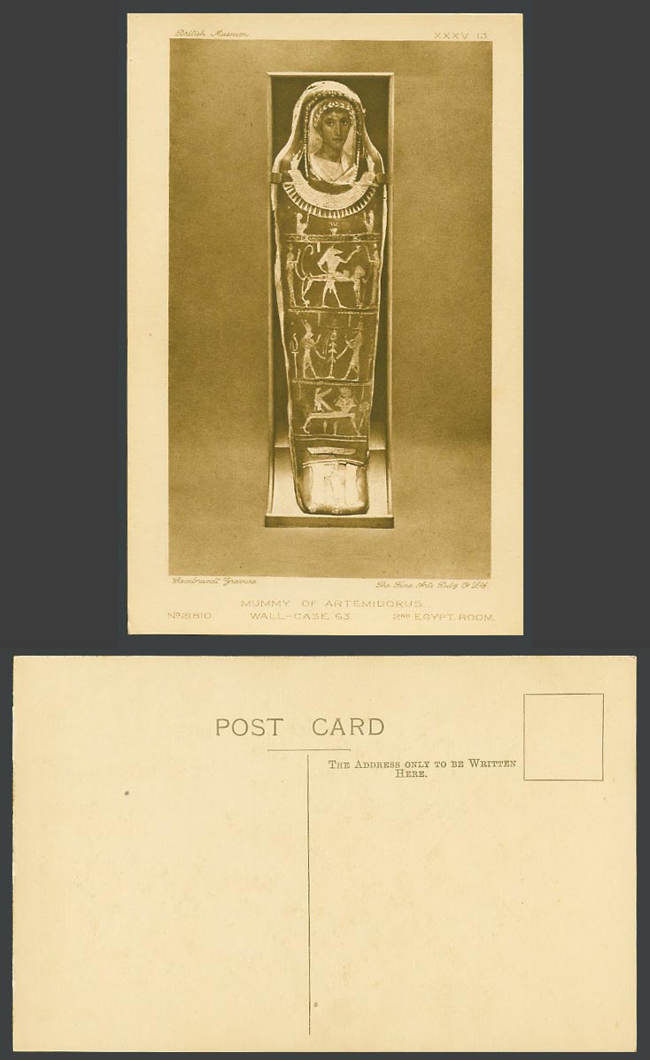 Egypt Room Old Postcard Mummy of Artemidorus Wall Case 63 British Museum XXXV 13