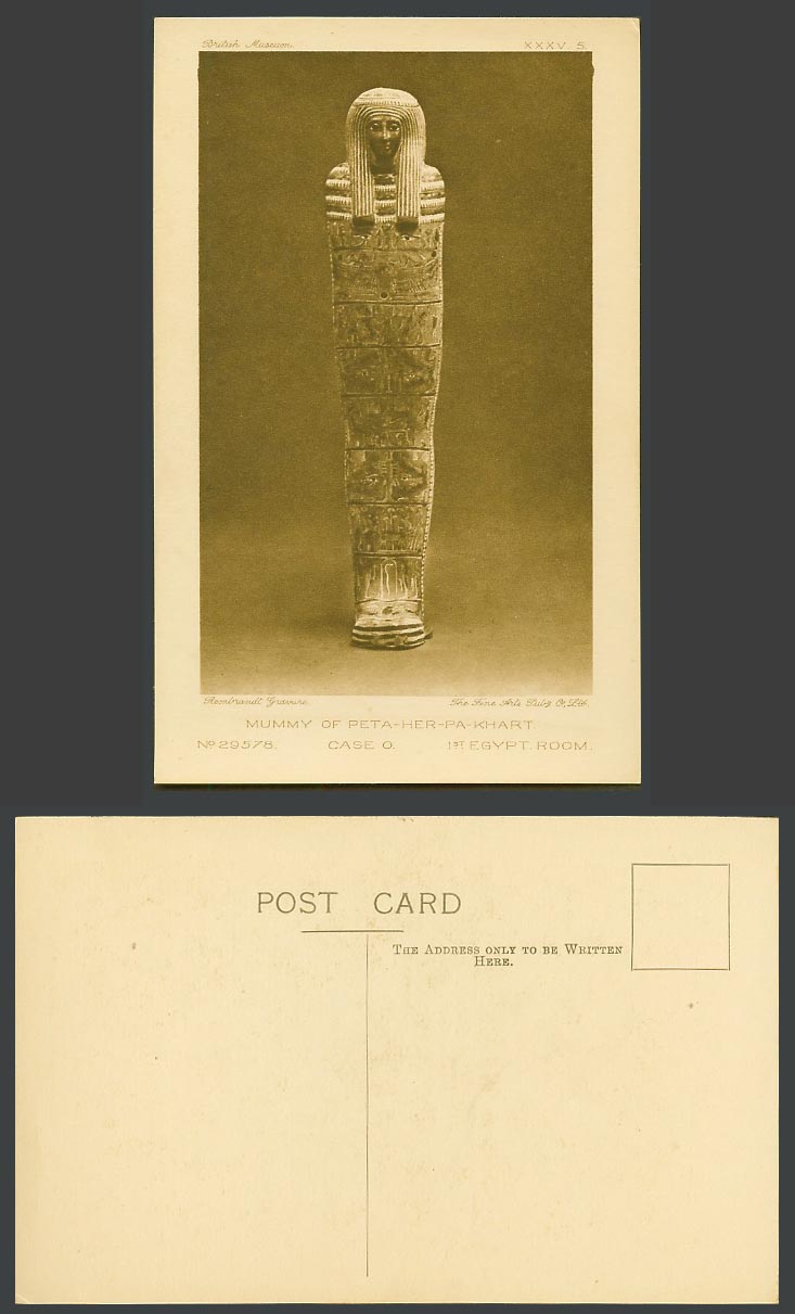 Egypt Room 1st Old Postcard Mummy of Peta-Her-Pa-Khart, Case O., British Museum