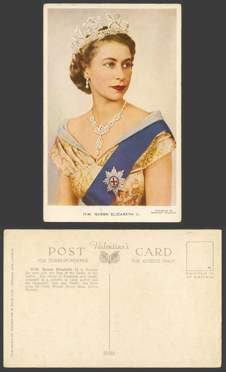 H.M. Queen Elizabeth II Red Cross Medal Portrait by Dorothy Wilding Old Postcard