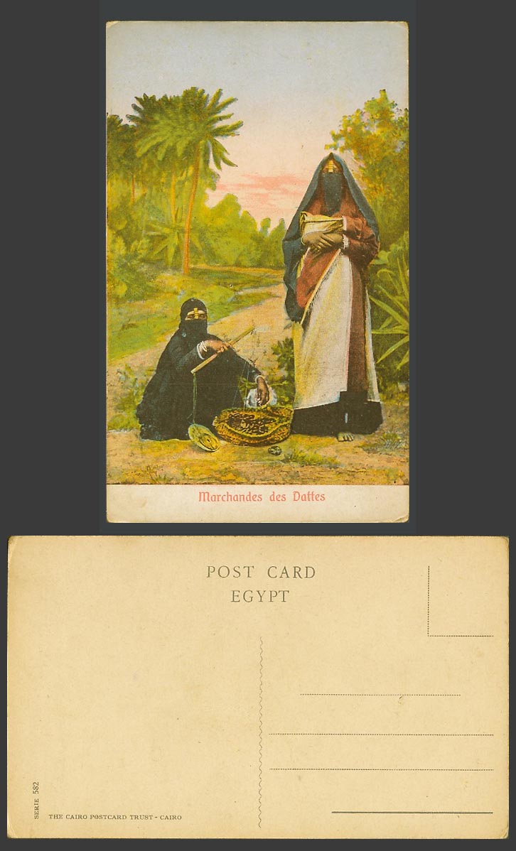 Egypt Old Colour Postcard Marchandes des Dattes Women Merchants Sellers of Dates