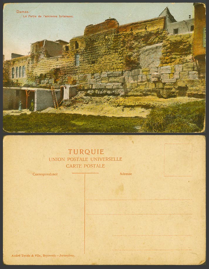 Syria Old Colour Postcard Damas Damascus Ancient Fort Old Fortress Ruins - Syrie