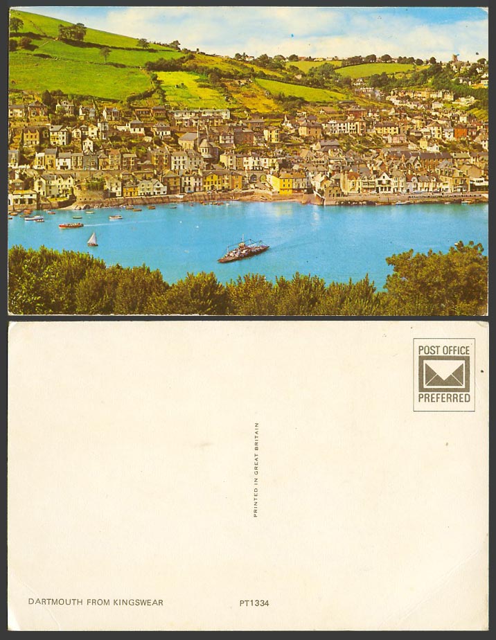 Dartmouth from Kingswear, Harbour Ships and Boats Panorama Devon Colour Postcard