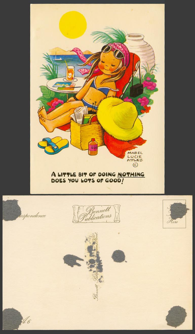 MABEL LUCIE ATTWELL Early Postcard Doing Nothing Does You Lots of Good! No. LA6