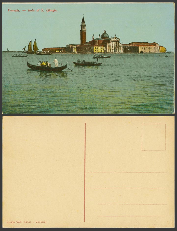 Italy Old Colour Postcard Venezia Venice, Isola di S. Glorgio, Boats, Lighthouse