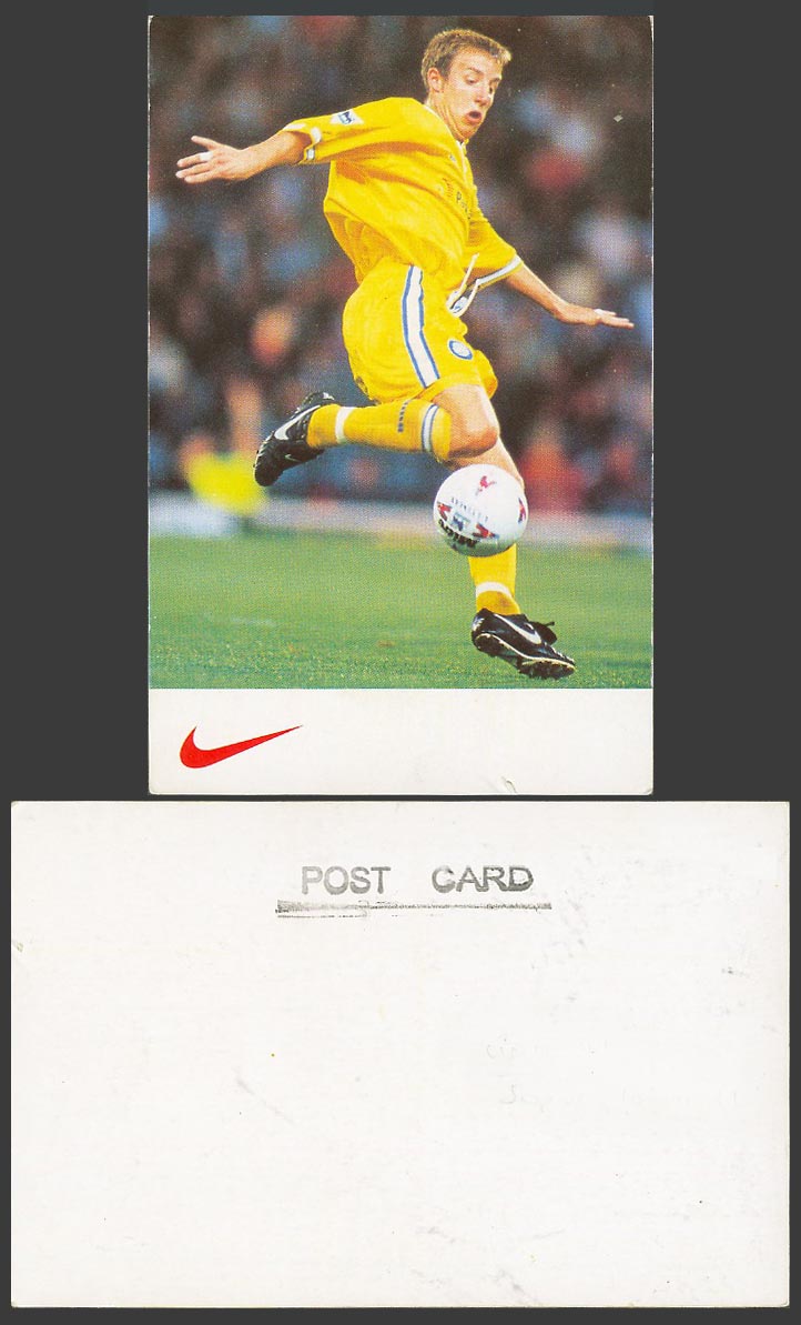 Football Footballer Lee Bowyer in kit of Leeds United, Nike Advertising Postcard