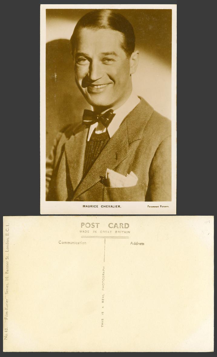 French Actor Mr. Maurice Chevalier, Singer & Entertainer Old Real Photo Postcard