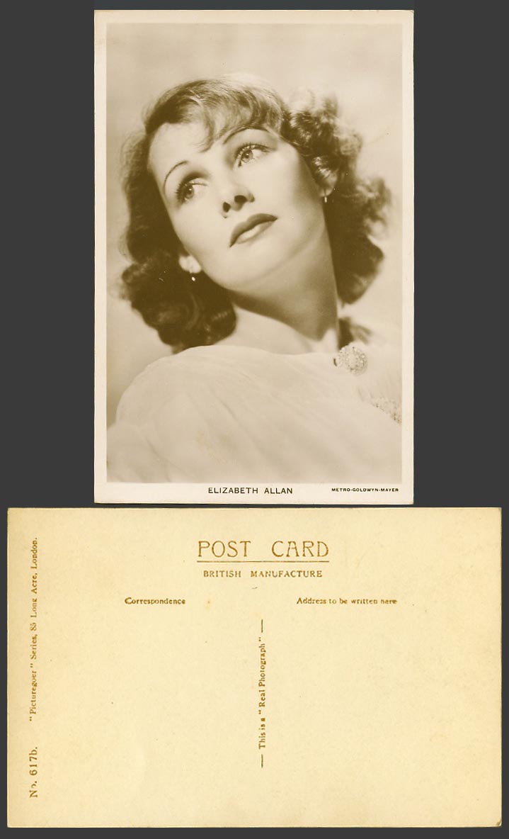 English Actress Elizabeth Allan Metro-Goldwyn-Mayer Old Real Photo Postcard 617b