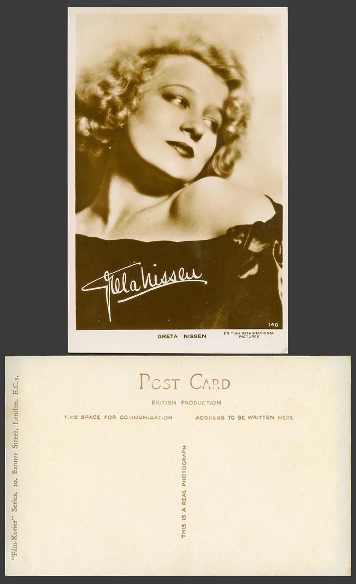 Norwegian-American Actress Greta Nissen Printd Signature Old Real Photo Postcard