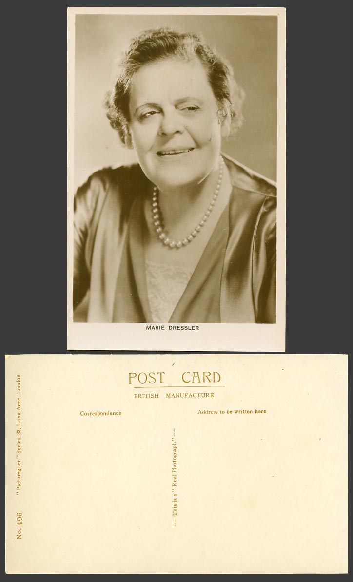 Canadian Actress Marie Dressler Comedian and Silent Film Old Real Photo Postcard