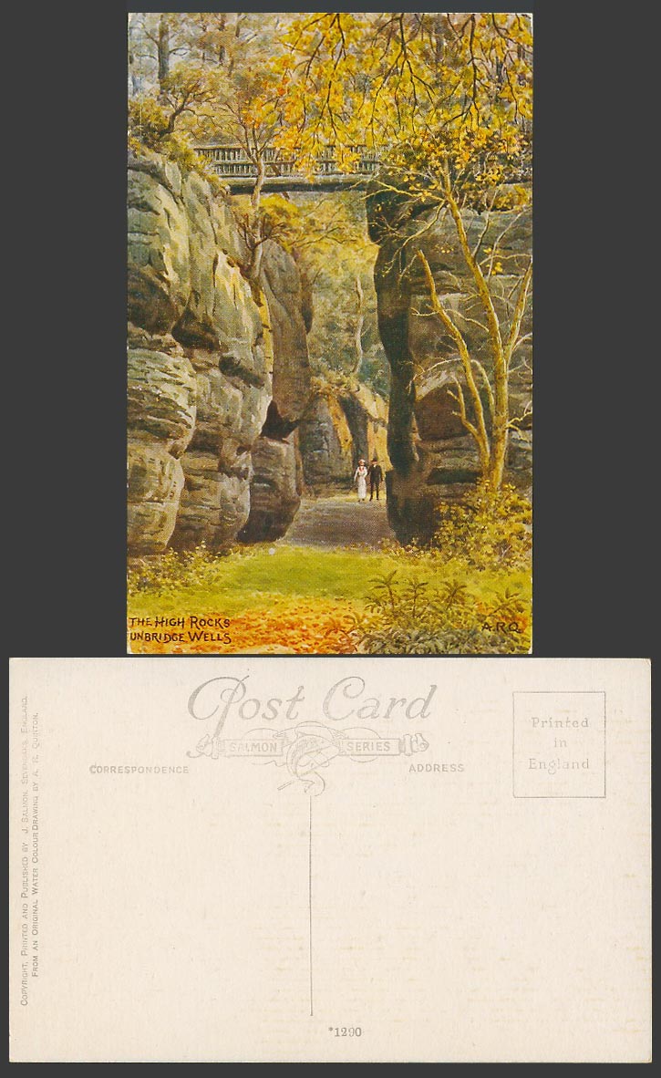 A.R. Quinton Old Postcard The High Rocks Bridge Tunbridge Wells Kent A.R.Q. 1290