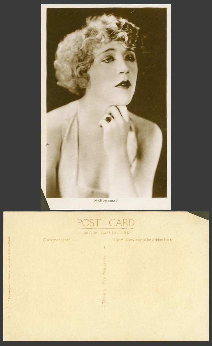 American Actress Miss Mae Murray, Dancer & Film Producer Old Real Photo Postcard