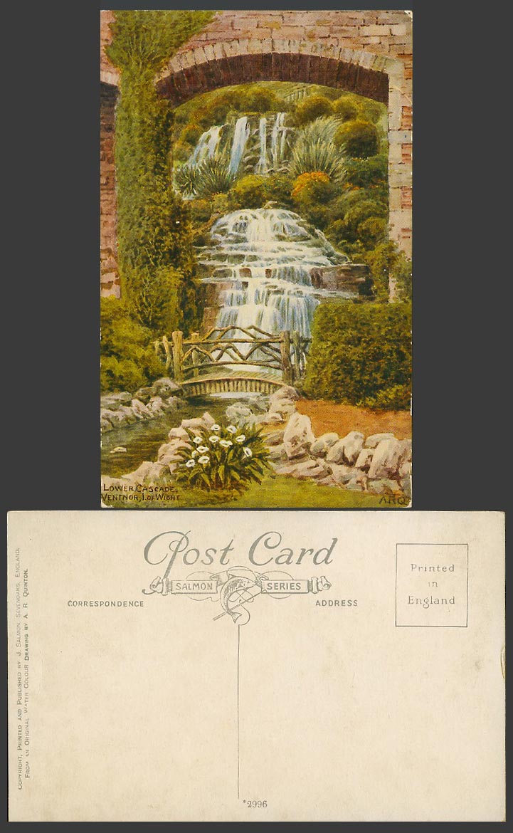A.R. Quinton Old Postcard Isle of Wight Ventnor Lower Cascades Bridge Falls 2996