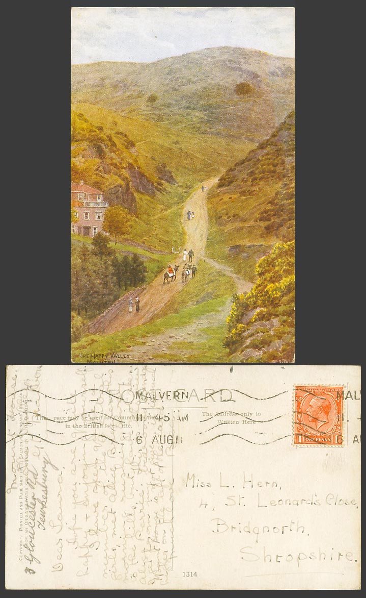 AR Quinton 1918 Old Postcard The Happy Valley Malvern Street Worcestershire 1314