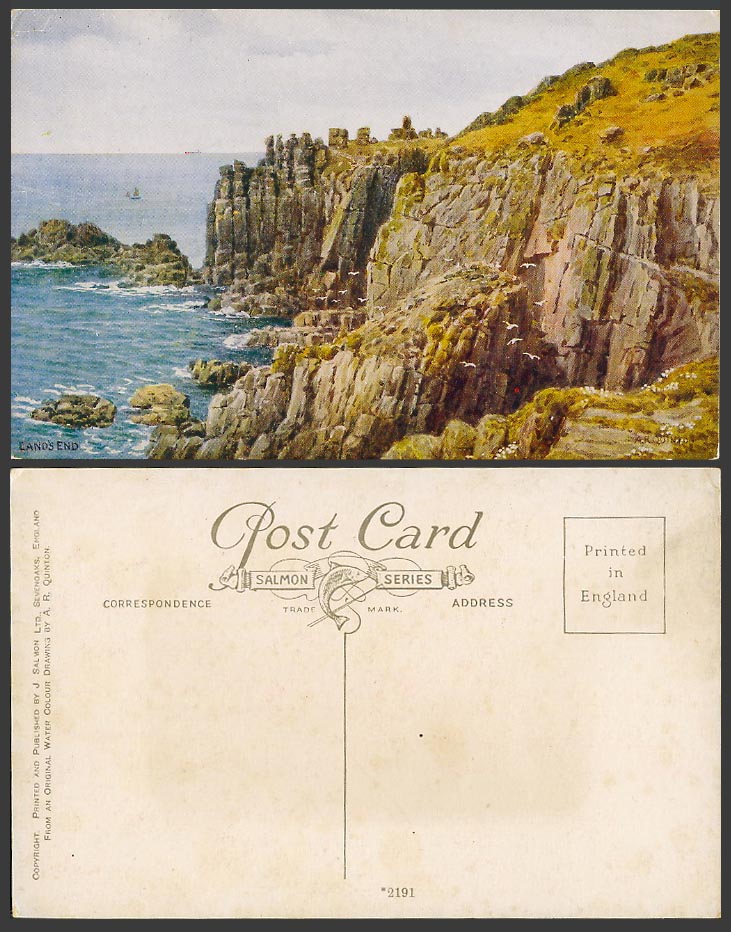 A.R. Quinton Old Postcard LAND'S END Rocks Cliffs Coastal Panorama Cornwall 2191