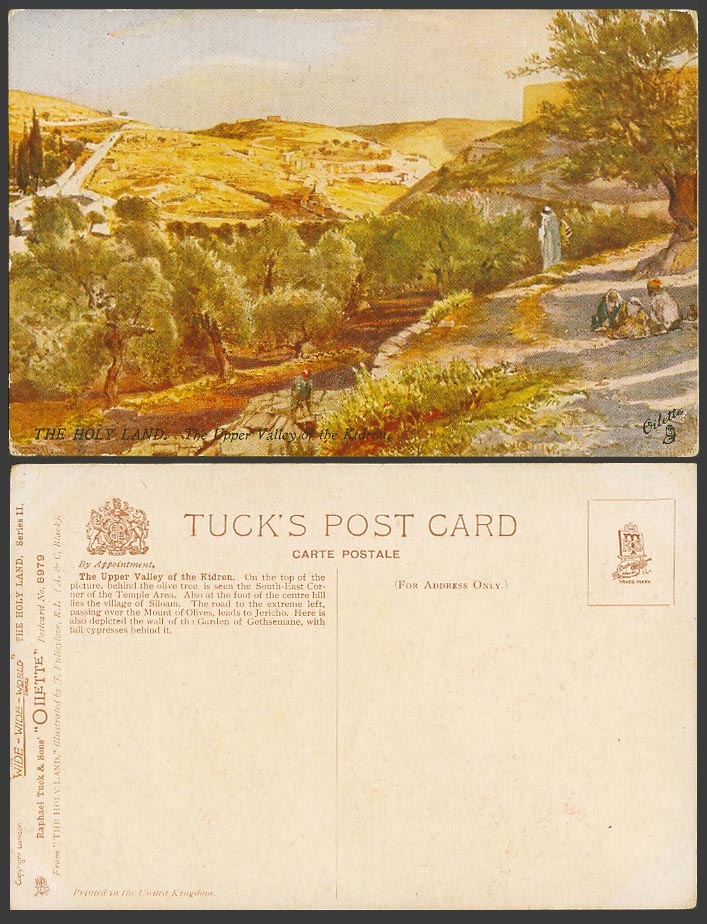 Palestine Old Tuck's Oilette Postcard Upper Valley of the Kidron, Village Siloam