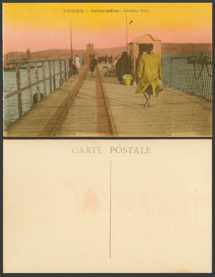 Morocco Old Postcard Tanger Landing Stage Debarcadere, Railroad Jetty Lighthouse