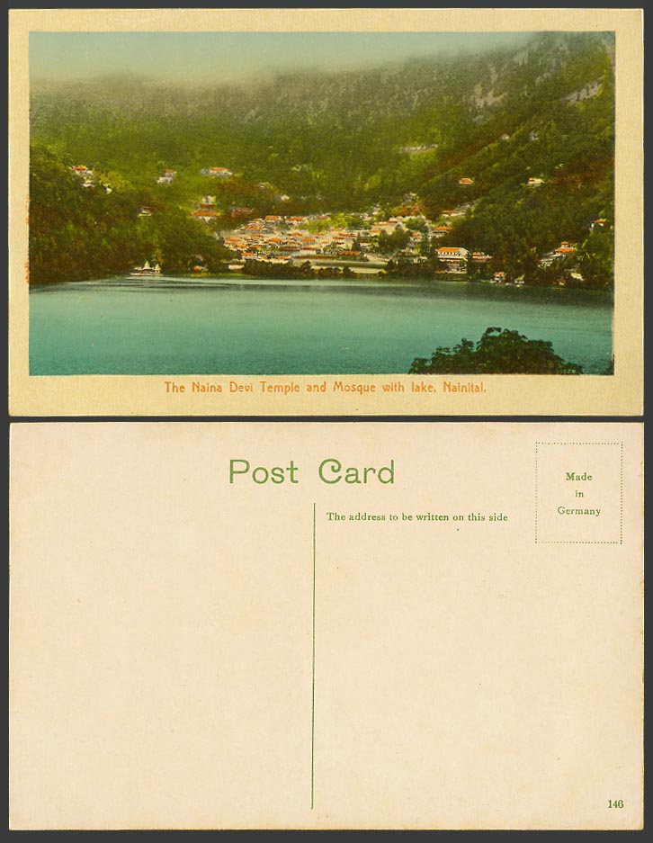 India Old Colour Postcard Naina Devi Temple Mosque Lake Nainital Naini-Tal N.146