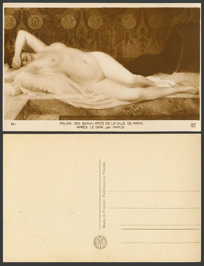 Nude Naked Woman, After Bath Apres le Bain, Far-Si Farsi Old Real Photo Postcard