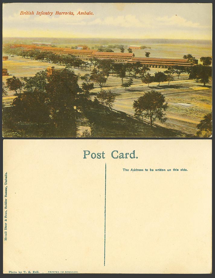 India Old Colour Postcard British Infantry Barracks, Ambala, Military Barrack
