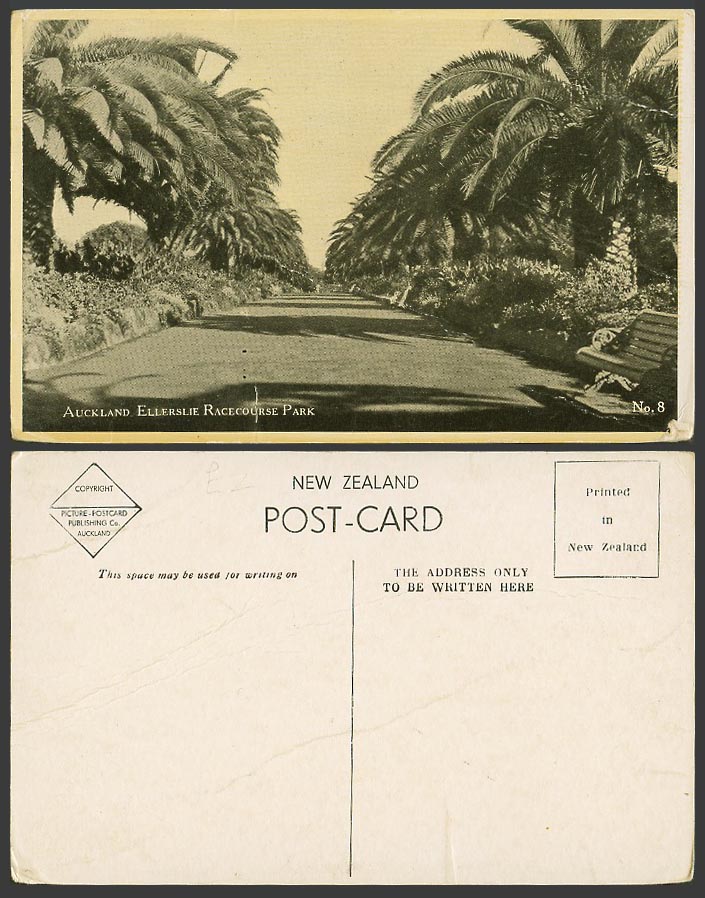 New Zealand Auckland, Ellerslie Race Course Racecourse Park, Palms Old Postcard