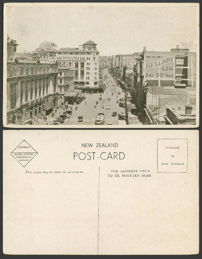 New Zealand Auckland, Queen Street Scene General Post Office G.P.O. Old Postcard