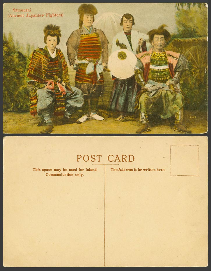 Japan Old Postcard Samurai Samourai Ancient Japanese Fighters, Costumes Mt. Fuji