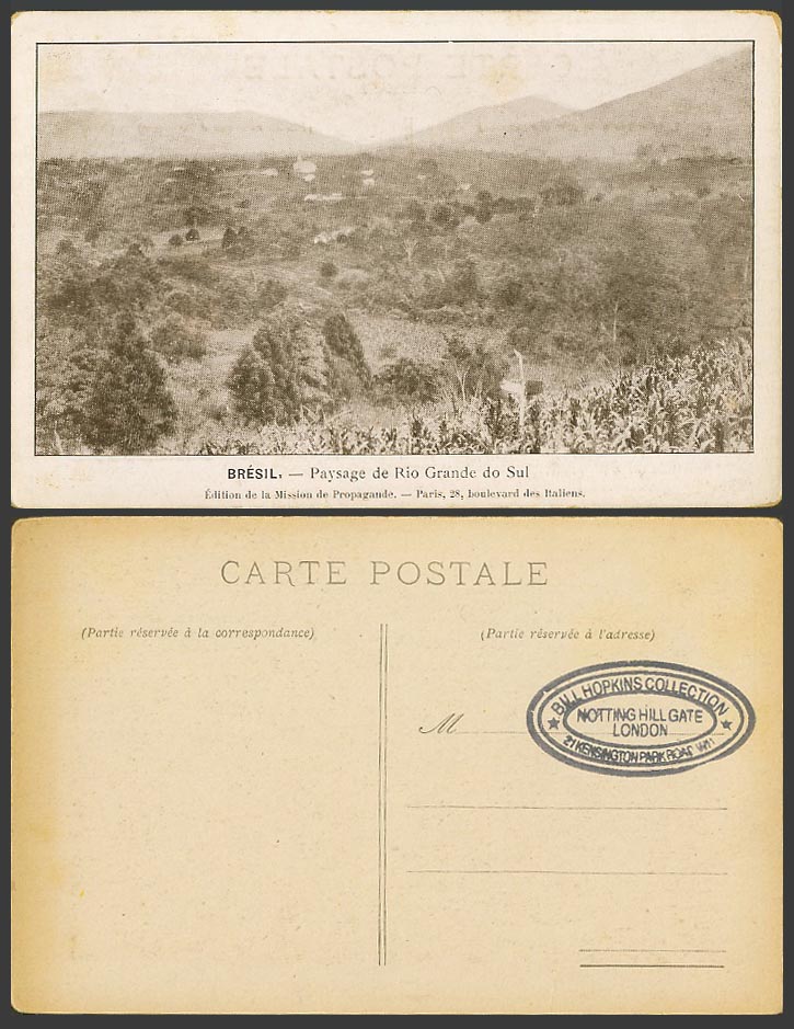 Brazil Old Postcard Bresil Paysage de Rio Grande do Sul La Mission de Propagande