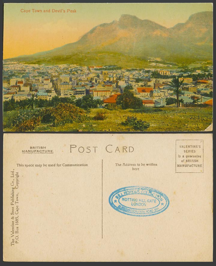 South Africa Old Colour Postcard Cape Town & Devil's Peak Mountains General View