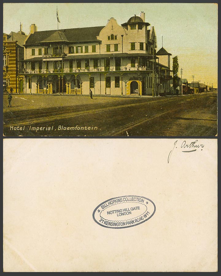South Africa Old Colour Postcard Bloemfontein Hotel Imperial Street Scene Arthur