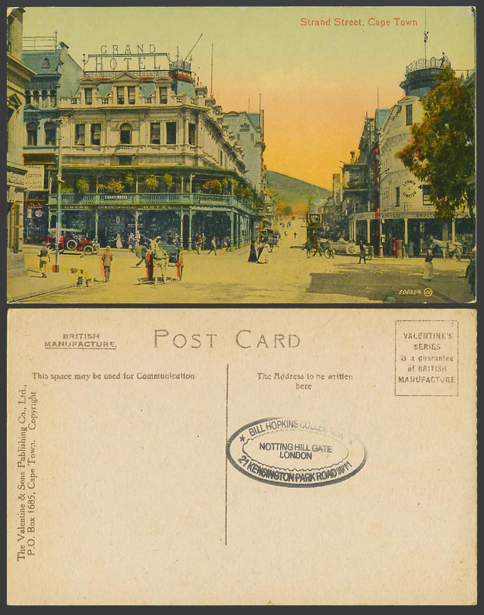 South Africa Old Colour Postcard Strand Street Scene Cape Town Grand Hotel Horse