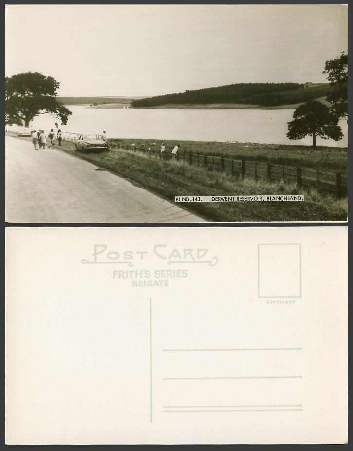 Blanchland, Derwent Reservoir, Lake, Motor Car Northumb. Old Real Photo Postcard