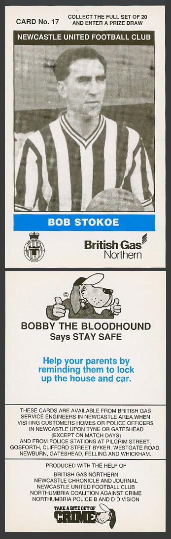 British Gas Northern Card No. 17 Sport Newcastle United Football Club Bob Stokoe