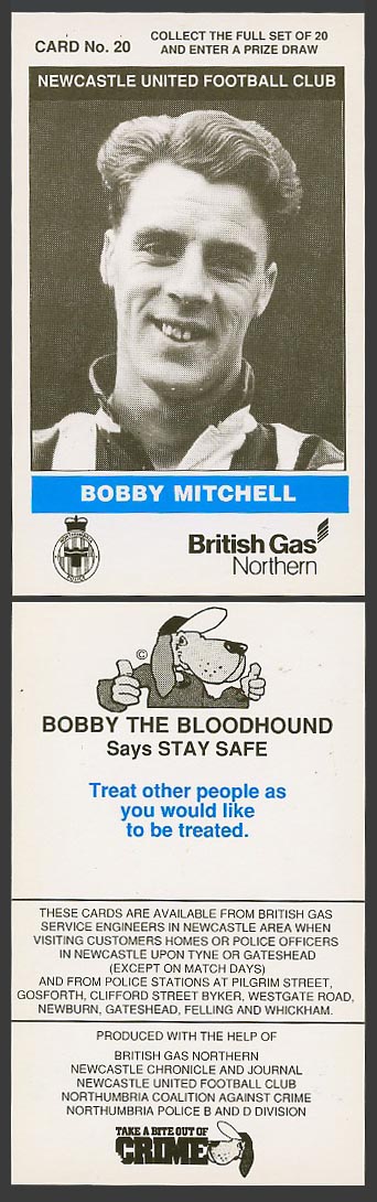 British Gas Northern Card No. 20 Newcastle United Football Club - Bobby Mitchell