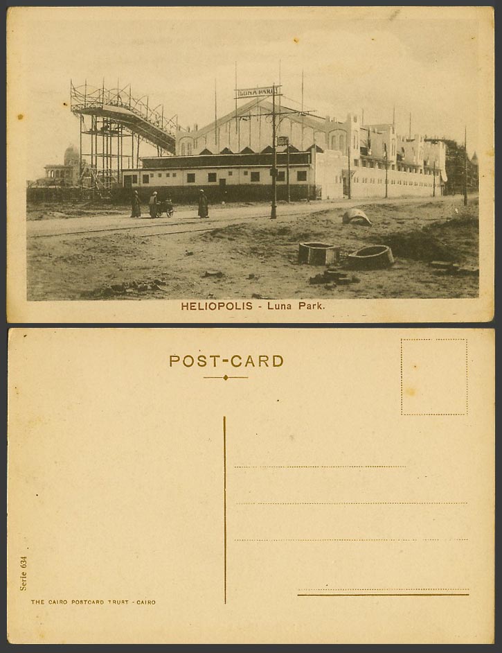 Egypt Old Postcard Heliopolis Luna Park Fairgrounds Amusement Park Street No.634