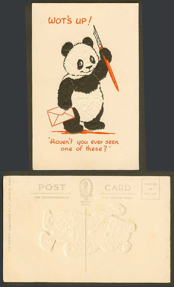 Chinese Giant Panda, What's Wot's Up? Ever Seen These? Envelope Pen Old Postcard