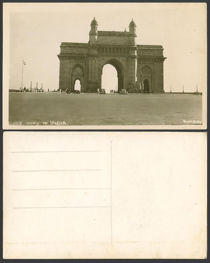 Indian Old Real Photo Postcard Gateway of India Bombay Gates Vintage Motor Cars