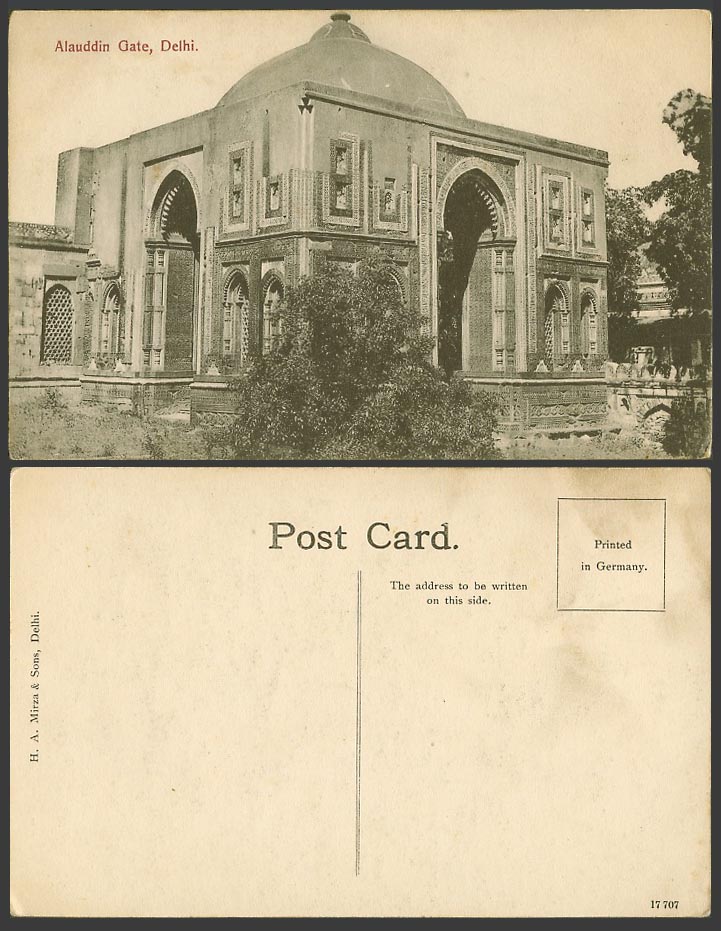 India Old Postcard Alauddin Gate Ala-ud-Din's Gateway Tomb Delhi H.A. Mirza Sons