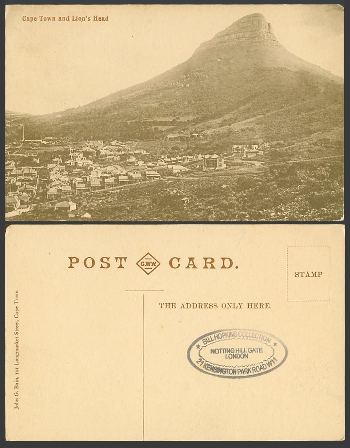 South Africa Old Postcard Lion's Head Cape Town Mountain and General View G.W.W.