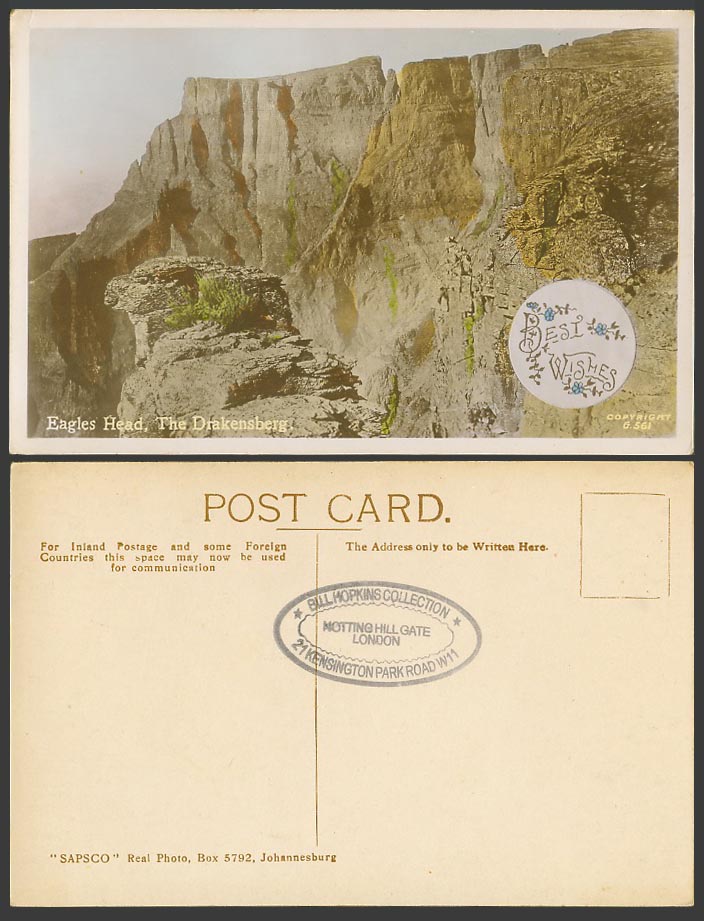 South Africa Old Colour Postcard Drakensberg, Eagles Head, Rock Mts. Best Wishes