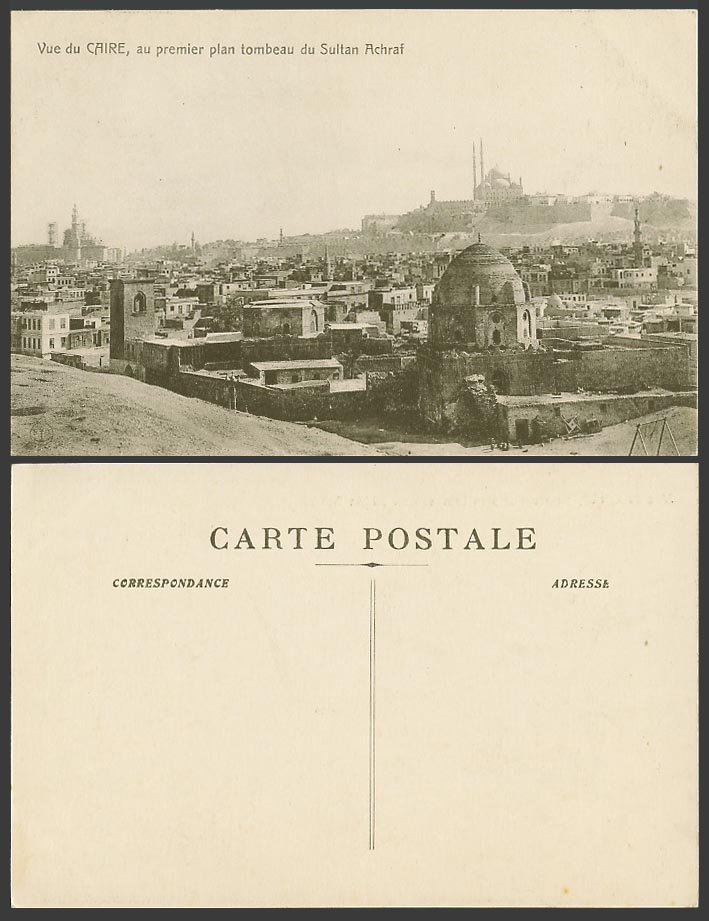 Egypt Old Postcard Cairo Le Caire au Premier Plan Tombeau du Sultan Achraf Tomb