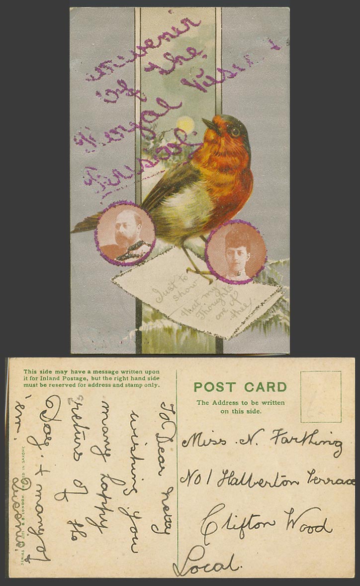 ROBIN BIRD, King Edward 7th and Queen Alexandra Royal Visit Bristol Old Postcard