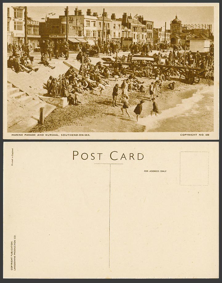 Southend-on-Sea Essex Old Postcard Marine Parade and Kursaal, Beach Street Scene