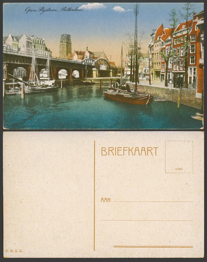 Netherlands Holland Old Colour Postcard Rotterdam, Open Rijstuin, Bridge & Boats