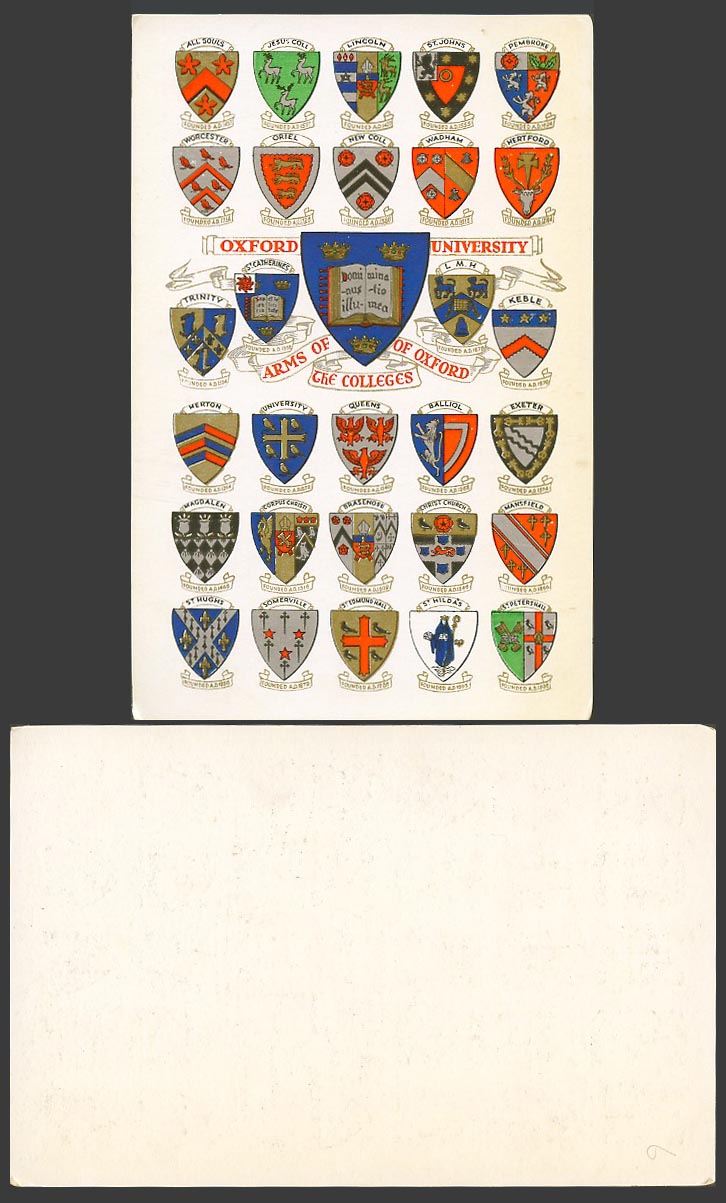 Coat of Arms of Oxford Colleges Oxford University Old Postcard St. Johns Balliol