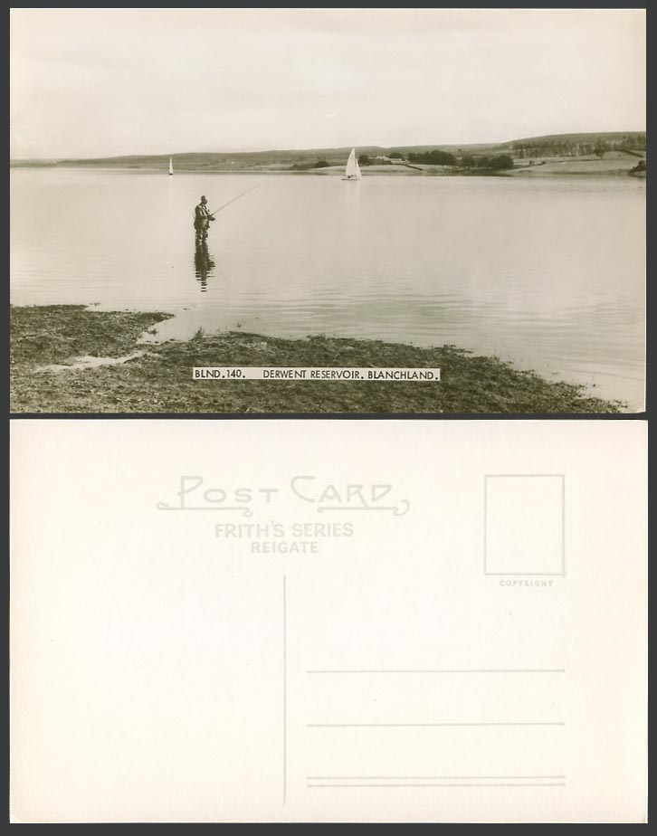 Blanchland Derwent Reservoir Lake, Angler Angling Fishing Yachts Old RP Postcard