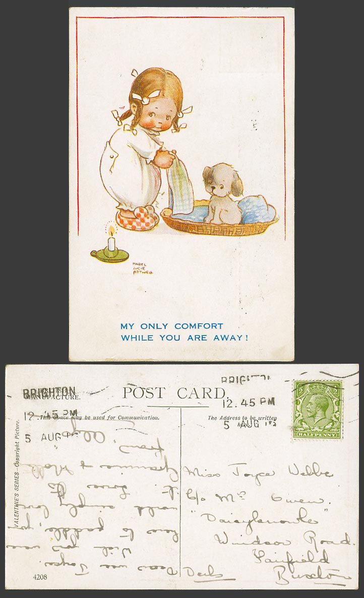 MABEL LUCIE ATTWELL 1916 Old Postcard My Only Comfort While You Are Away No.4208